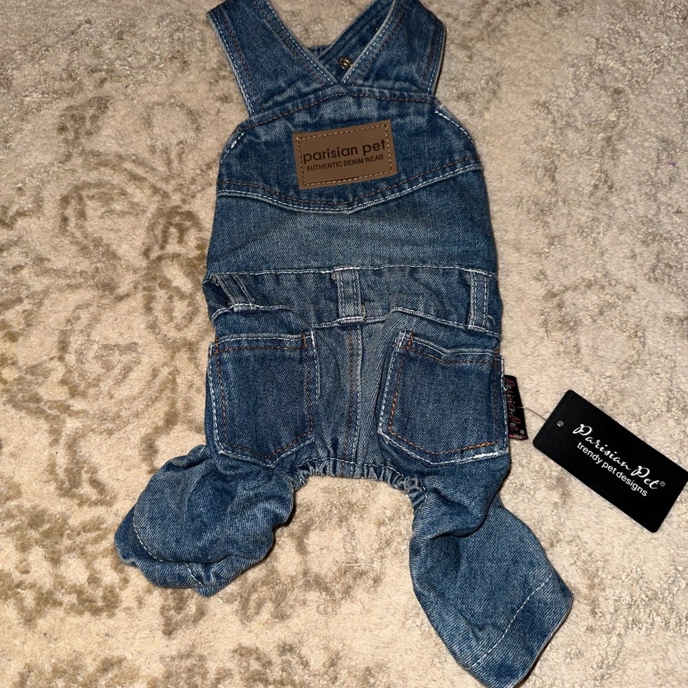 Dog Blue Jean overalls, size small. So cute!